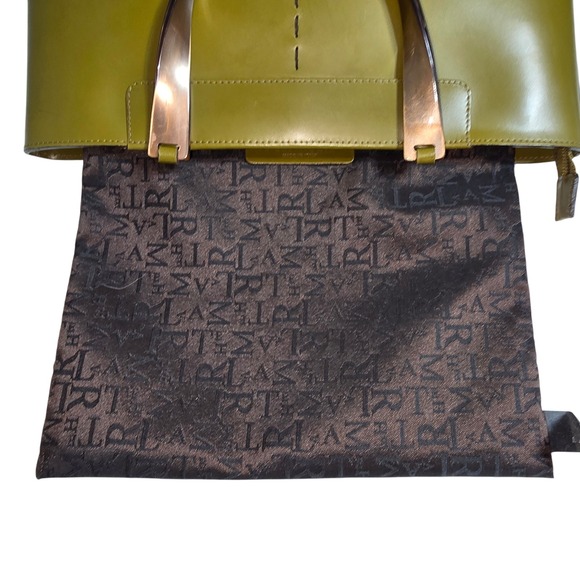 LAMARTHE Olive Green‎ Leather Tote Bag Made in Italy - Picture 10 of 15